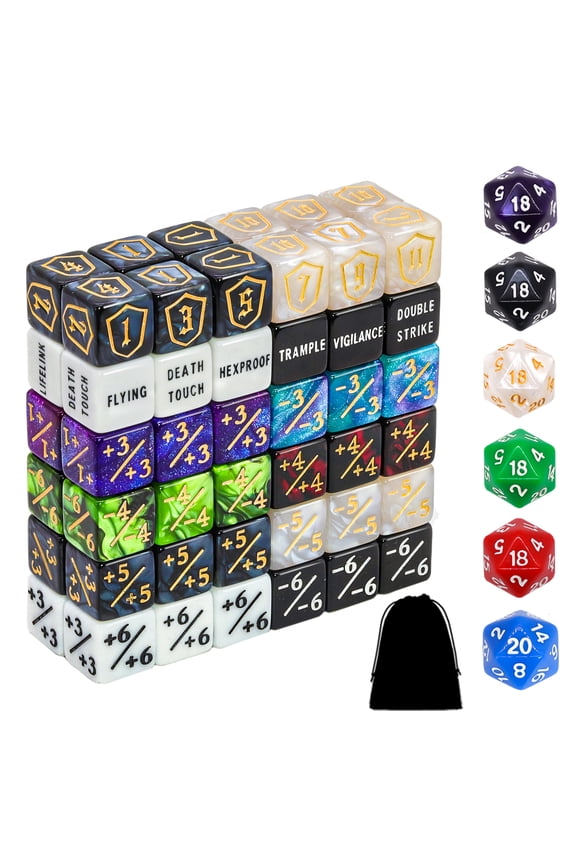 78 Pieces MTG Dice Set with Plus 1 Life Counter & Keyword Token Dice & Shield & Spindown Dice in 12 Colors for Magic The Gathering, MTG, Cards Gaming Accessories