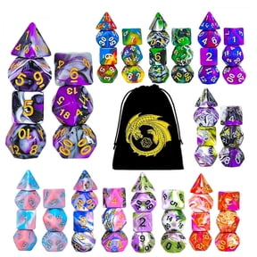 SWAJUJA 9 Sets Polyhedral Dice (63 Pieces) with Black Bags for DND RPG MTG Table Games