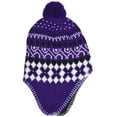 thumbnail image 1 of SWAK Girl's Traditional Knit Hat with Ear Flaps and Pom in 3 Colors Combinations, 1 of 2