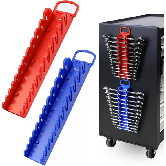 SWANLAKE 2-Piece Magnetic Wrench Organizer Toolbox Holder, SAE (1/4 ...
