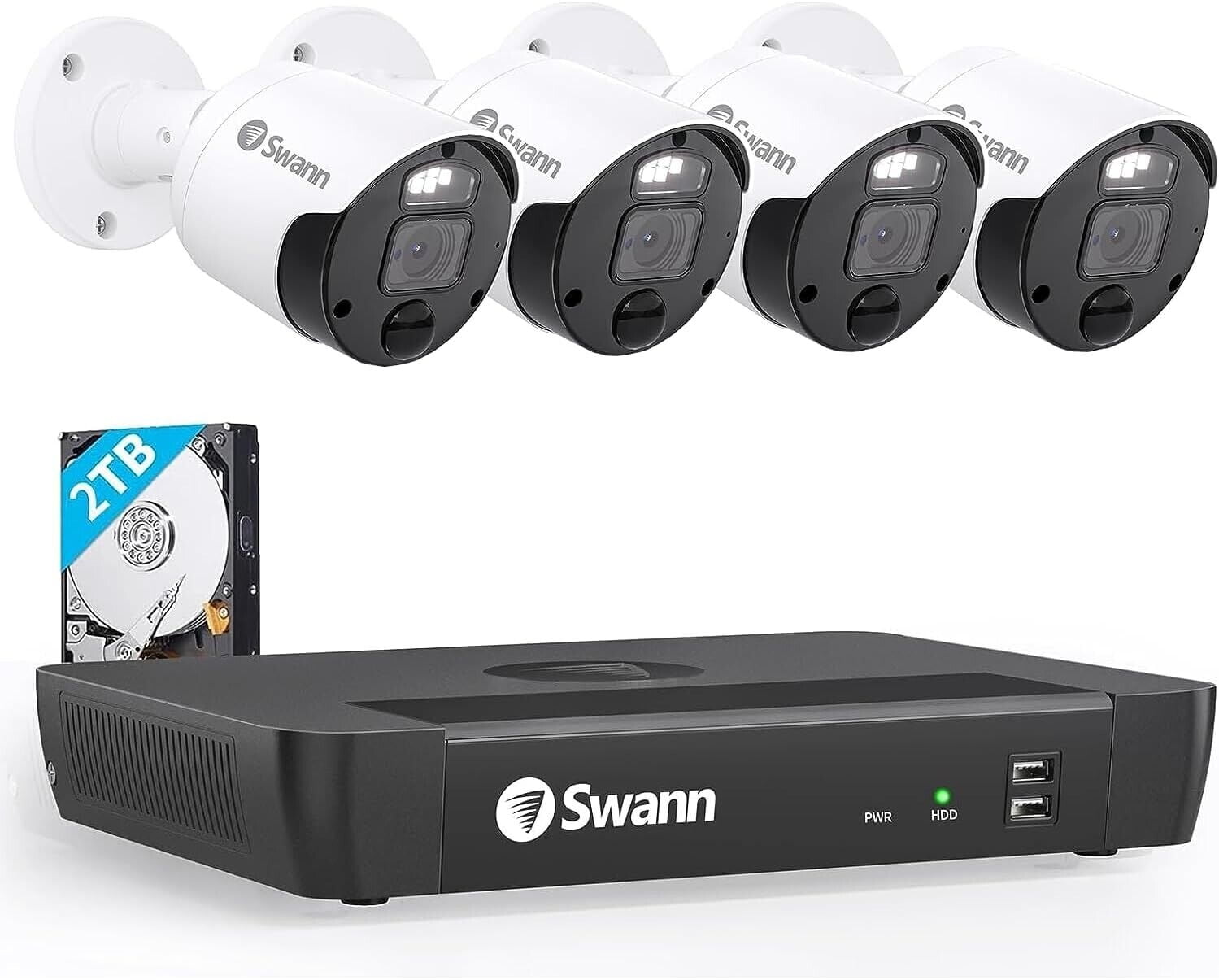 SWANN Master 4K 8 Channel Home Security Camera System, 2TB NVR, 4 PoE IP Cameras Outdoor, 8MP