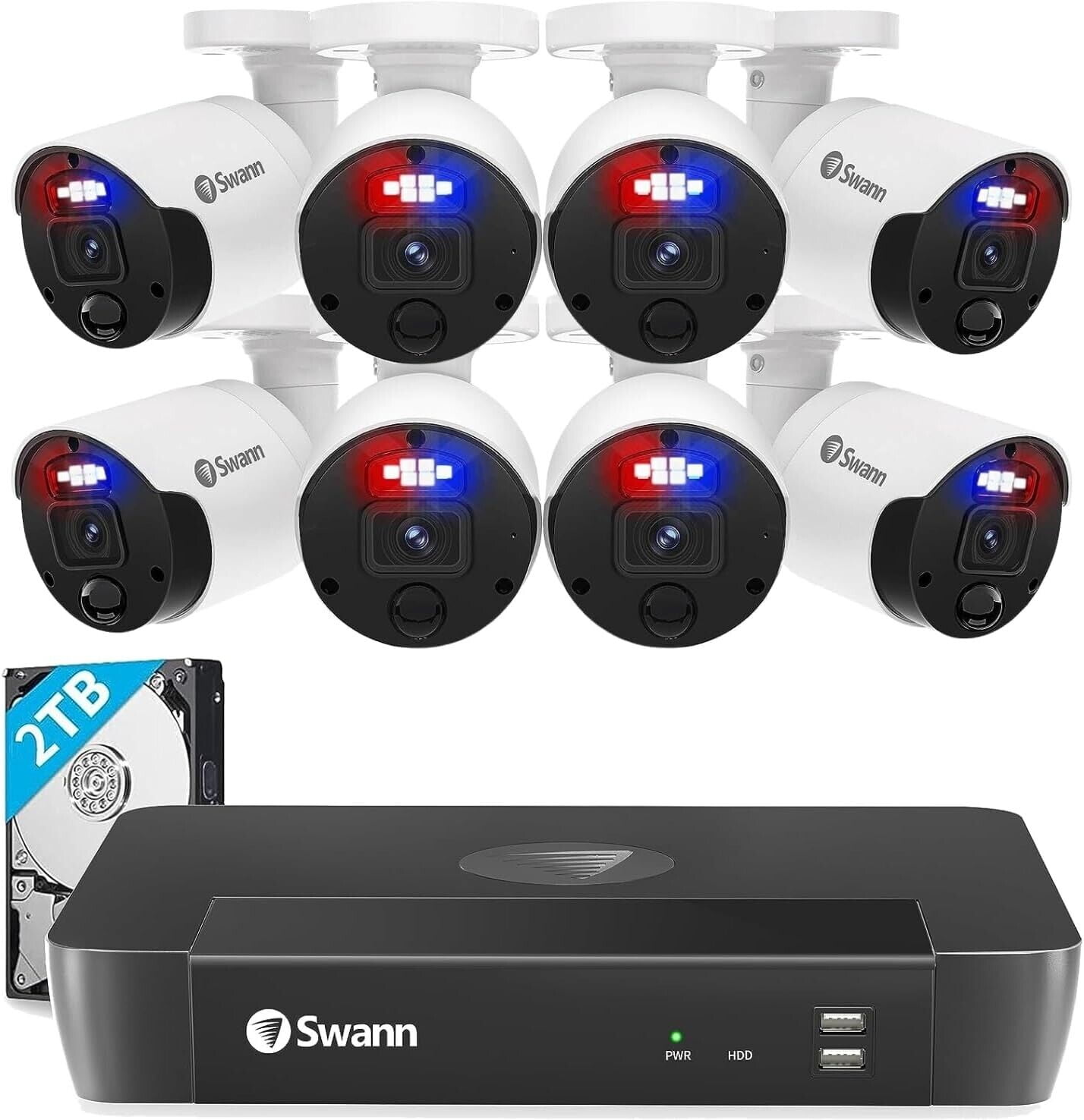 SWANN Master 4K 8 Channel Home Security Camera System, 2TB NVR, 8 PoE IP Cameras Outdoor, 8MP
