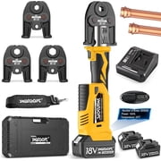 SWANSOFT ProPress Tool, 18V 4Ah Battery Electric Hydraulic Crimping Tool for Copper Pipes with 3 US Compact VUS 1/2, 3/4, 1,Jaws Pro Press Copper Plumbing Crimper Tool Kit SWPR-12522Y
