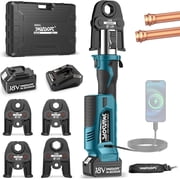 SWANSOFT Propress Tool, Copper Pipe Crimping Tool with 18V 4Ah Battery Pro Press Copper Crimper Tool with 4 US Standard Jaws 1/2, 3/4, 1, 1-1/4, Electric Hydraulic Plumbing Crimping Tool - Teal