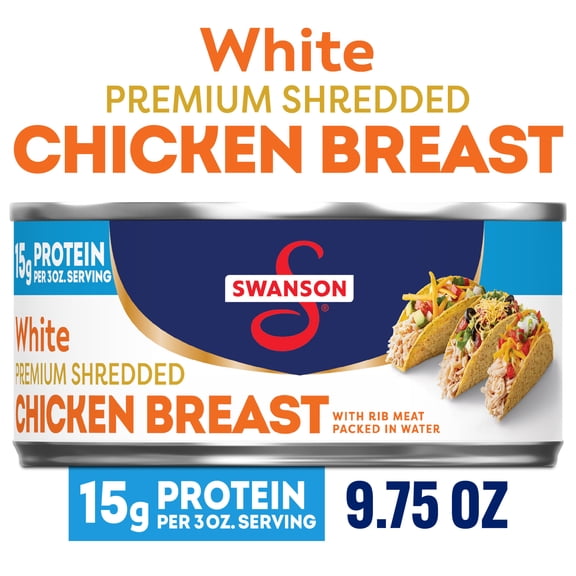 Swanson White Premium Shredded Chicken Breast with Rib Meat Packed in Water, 9.75 oz