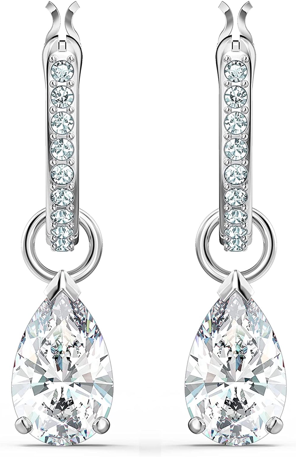 Hoop Earrings with Pear-shape Removable Drop Rhodium on Sterling Silver Hoop Earrings with Pear-shape Removable Drop Rhodium on Sterling Silver