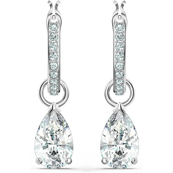 SWAROVSKI Attract Pear Mini Hoop Pierced Earrings, White, Rhodium Plated