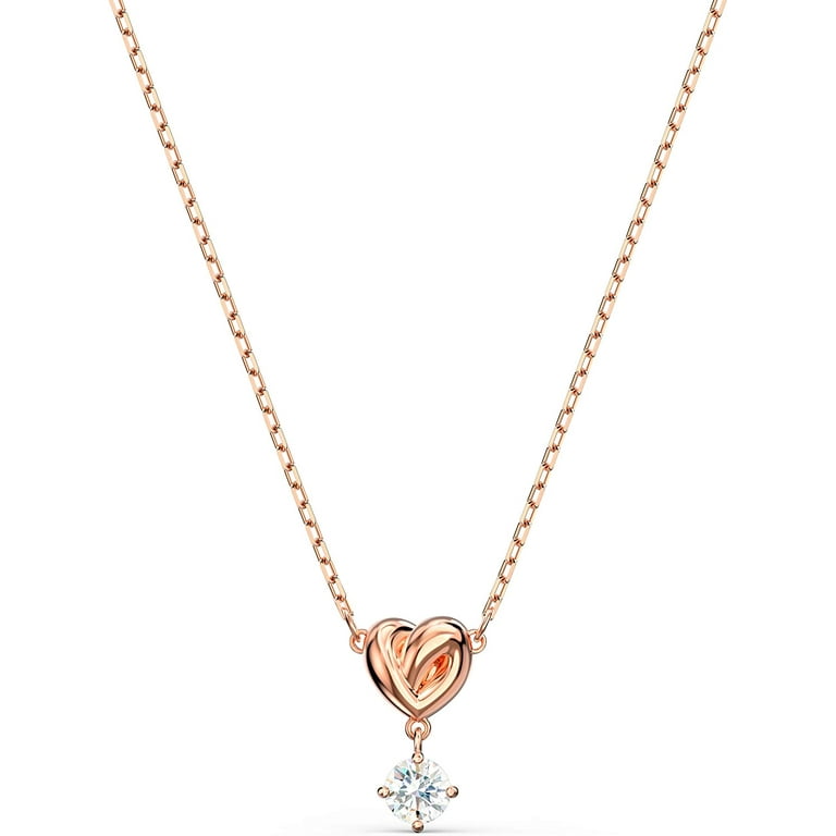 SWAROVSKI Lifelong Heart Necklace, Earrings, and Bracelet Crystal Jewelry  Collection, Rose Gold & Rhodium Tone Finish Pendant Necklace 