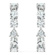 SWAROVSKI Women's Tennis Deluxe Mixed Pierced Earrings, White Crystal, Rhodium Plated, One Size 5563322