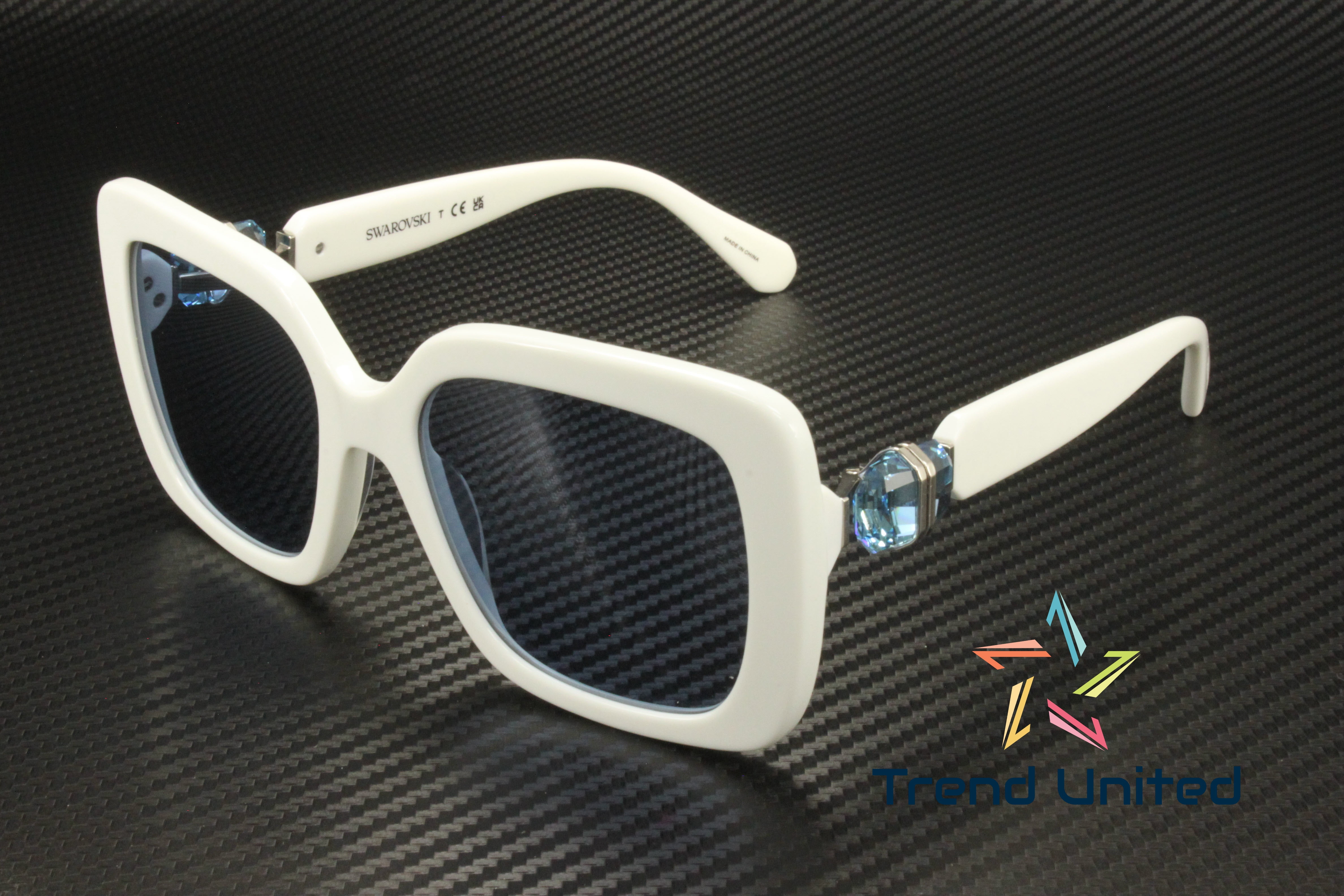 Swarovski SK 6001 100355 White Plastic Square Sunglasses Blue Mirror Lens Swarovski SK6001 Sunglasses | LensCrafters main image 2