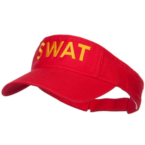SWAT Embroidered Cotton Washed Visor - Red OSFM