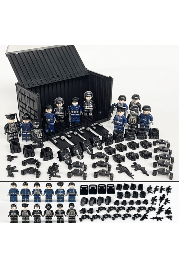 SWAT Team Special Forces 12 Custom Minifigures + Container Box Display - H10