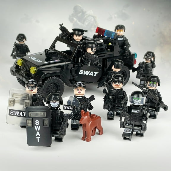 SWAT Team Special Forces 12 Custom Minifigures + Jeep - A-51
