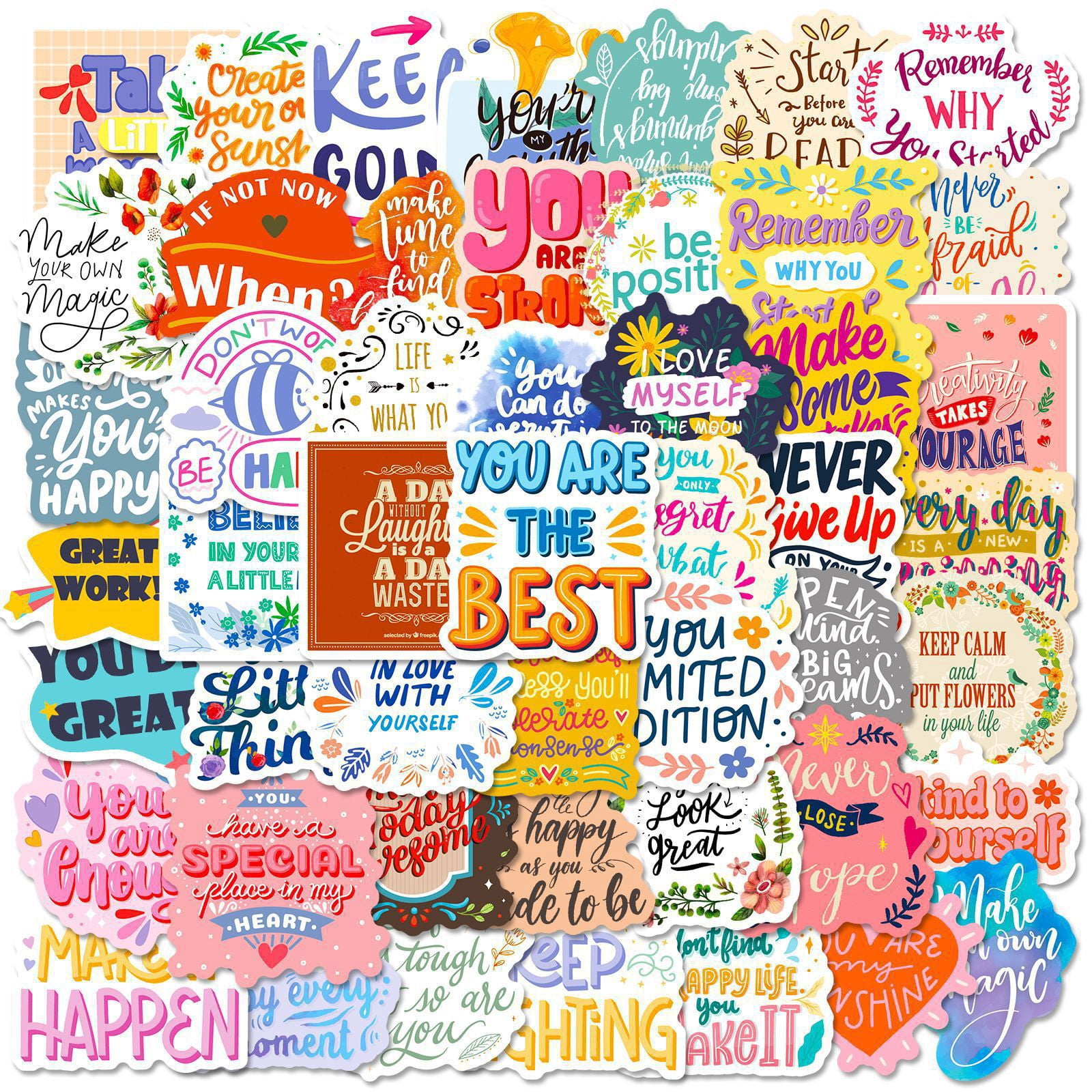 SWAZVAC 100 Pcs Inspirational Positive Quotes Stickers, Waterproof ...