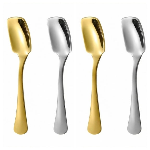 SWAZVAC 304 Stainless Steel Mini Spoons, 2.76 Inch Short Handle Small Spoons, 4-Pack Tiny Condiment Spoon for Salt Sugar Spice Coffee Powder Medicine Dessert