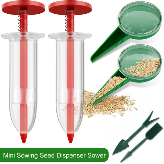 SWAZVAC 6PCS Mini Seed Sower Set Handheld Plastic Garden Sowing Tools Multi-functional Gardening Planting Kit(Red)