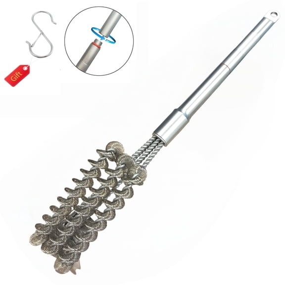 SWAZVAC 3-in-1 Bristle-Free BBQ Grill Brush, Stainless Steel Grill Cleaner with Scraper, Detachable Aluminum Handle & Lockable S-Hook
