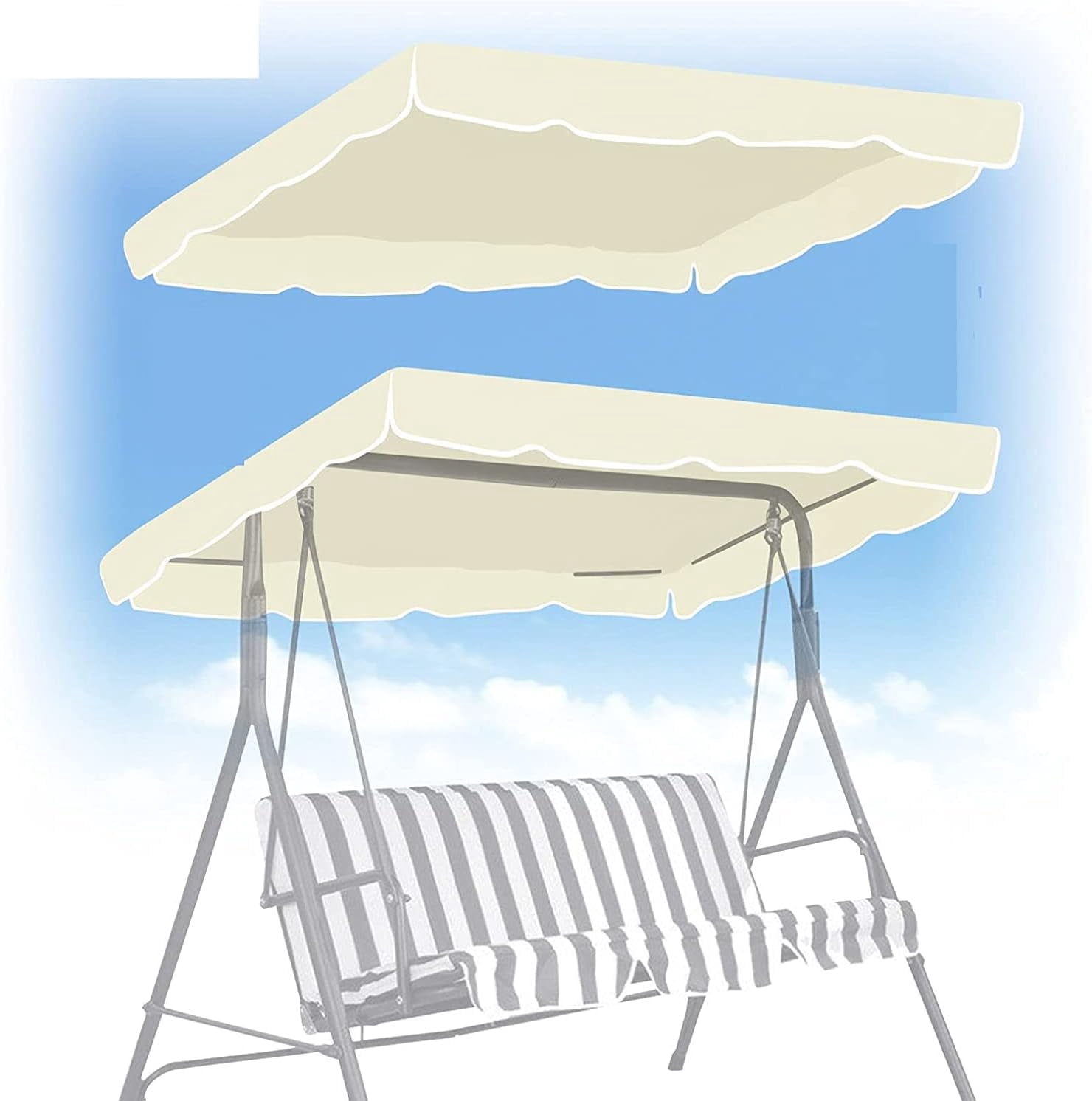 ALUVIERA Patio Swing Canopy Replacement Top Outdoor Seater Porch Swing Canopy Cover, Cover ONLY, （65"x45"，Ecru）