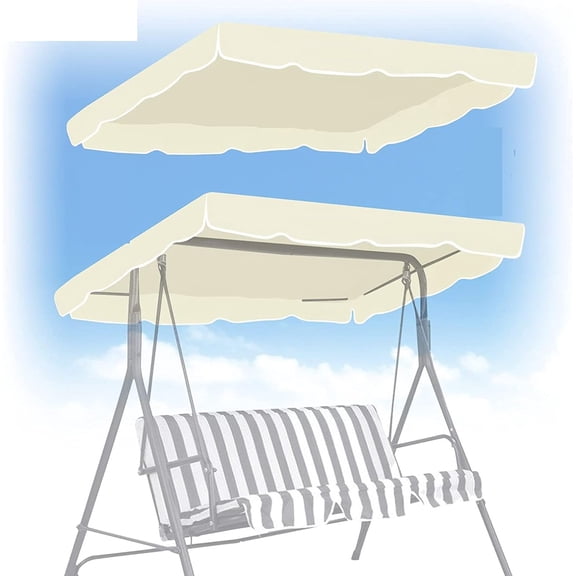 ALUVIERA Patio Swing Canopy Replacement Top Outdoor Seater Porch Swing Canopy Cover, Cover ONLY, (65"x45",Ecru)