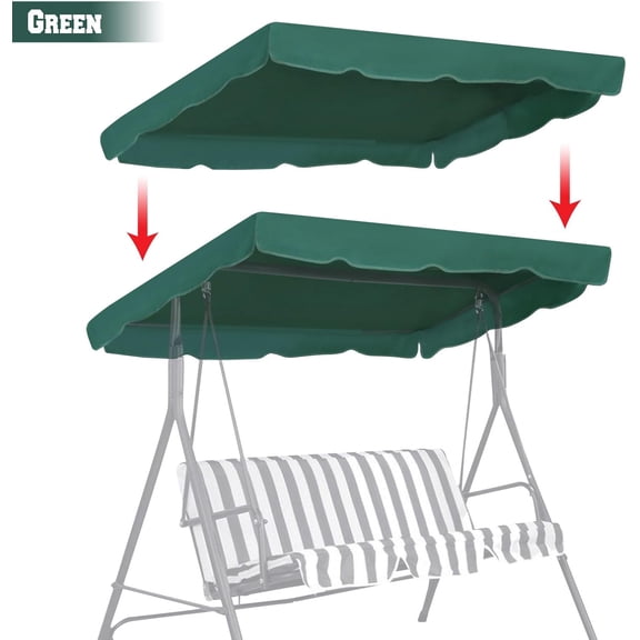 ALUVIERA Patio Swing Canopy Replacement Top Outdoor Seater Porch Swing Canopy Cover, Cover ONLY, (65"x45",Green)