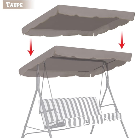 ALUVIERA Patio Swing Canopy Replacement Top Outdoor Seater Porch Swing Canopy Cover, Cover ONLY, (65"x45",Taupe)