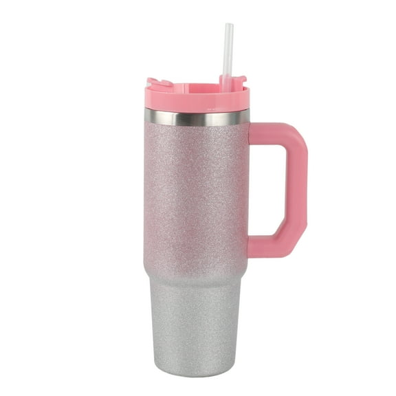 Cook with Color 30oz Stainless Steel Tumbler with Lid and Straw, Pink Ombre