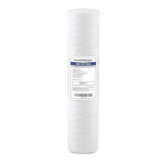 SWC-45-2020 String Wound Water Filter Cartridge | 20" x 4.5" | 20 Micron | Whole House Water Filter Replacement | Sediment Filter for Rust, Dirt, Sand | Polypropylene