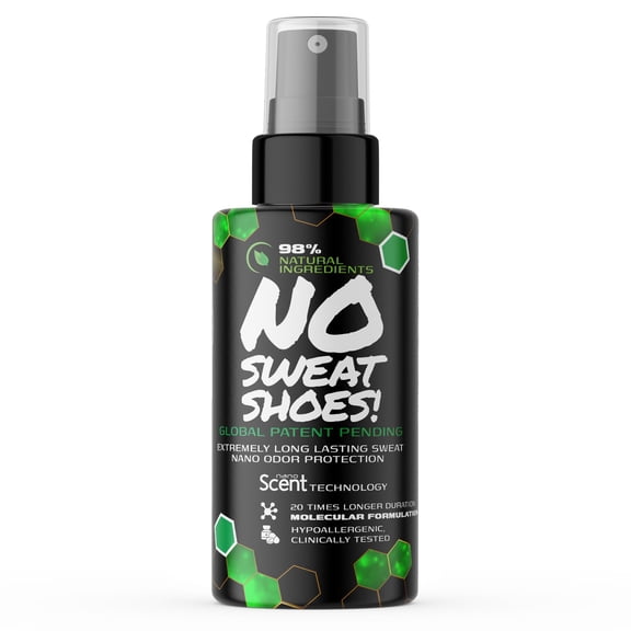NO SWEAT SHOES! Ultra Long Lasting Shoe Odor Protection, 98% Natural Ingredients, Hypoallergenic & Clinically Tested, Alcohol-Free & Fabric Safe,Motion-Activated Fragrance, 20x Longer Lasting (50 mL)