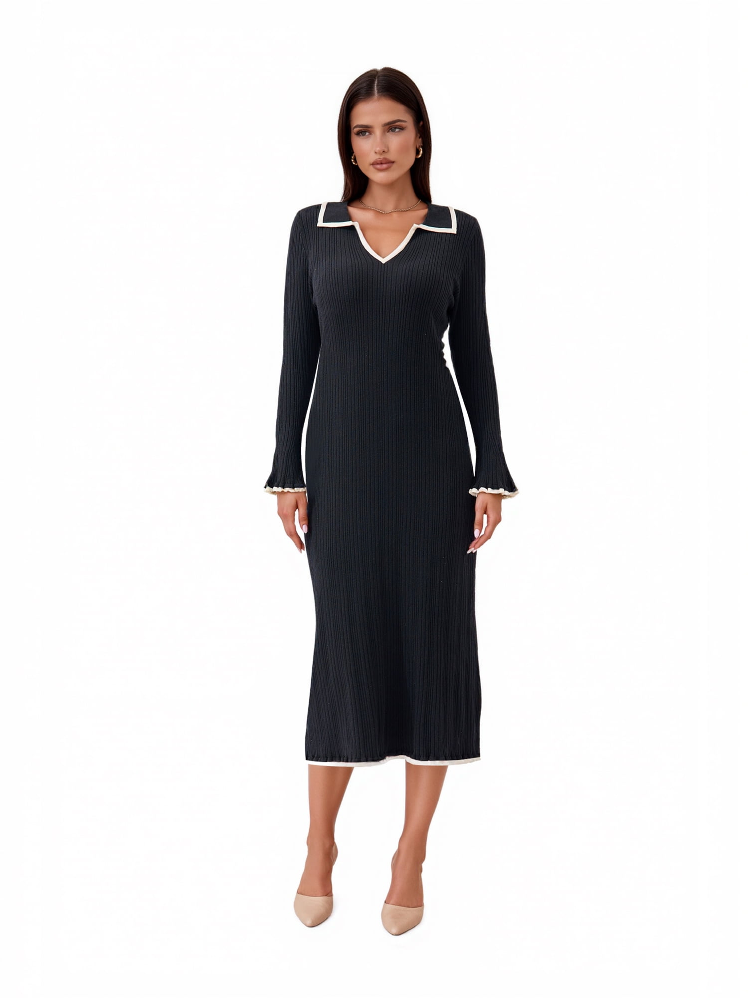 PRETTYGARDEN Women's Midi Sweater Dress, Sizes S-XXL