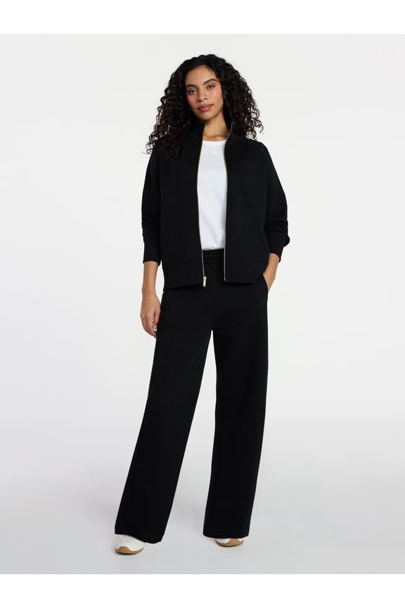 Women's Fleece Sweatshirt and Barrel Leg Pants Set, 2-Piece, Sizes XS-XXXL
