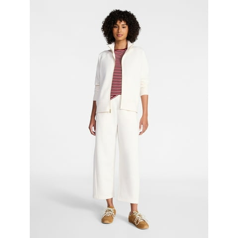 Time and Tru Women's Fleece Sweatshirt and Barrel Leg Pants Set, 2-Piece, Sizes XS-XXXL