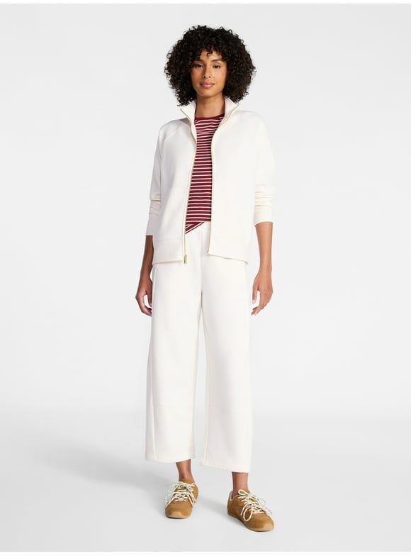 Women's Fleece Sweatshirt and Barrel Leg Pants Set, 2-Piece, Sizes XS-XXXL