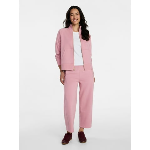 Women's Fleece Sweatshirt and Barrel Leg Pants Set, 2-Piece, Sizes XS-XXXL