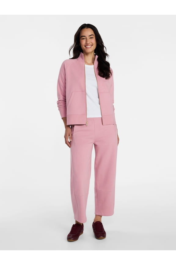 Women's Fleece Sweatshirt and Barrel Leg Pants Set, 2-Piece, Sizes XS-XXXL
