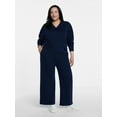 thumbnail image 1 of Time and Tru Women's and Women's Plus V-Neck Sweatshirt and Pants Set, 2-Piece, Sizes XS-4X, 1 of 5