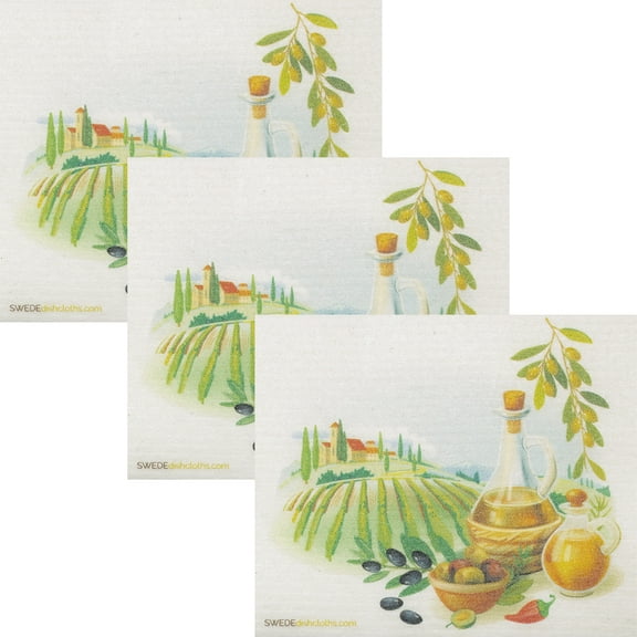 SWEDEdishcloths 3 PK (Olive Farm) All-Purpose Dischloth for Cleaning