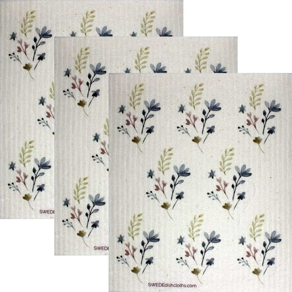SWEDEdishcloths 3 PK (Wildflower Pattern) All-Purpose Dischcloth for Cleaning