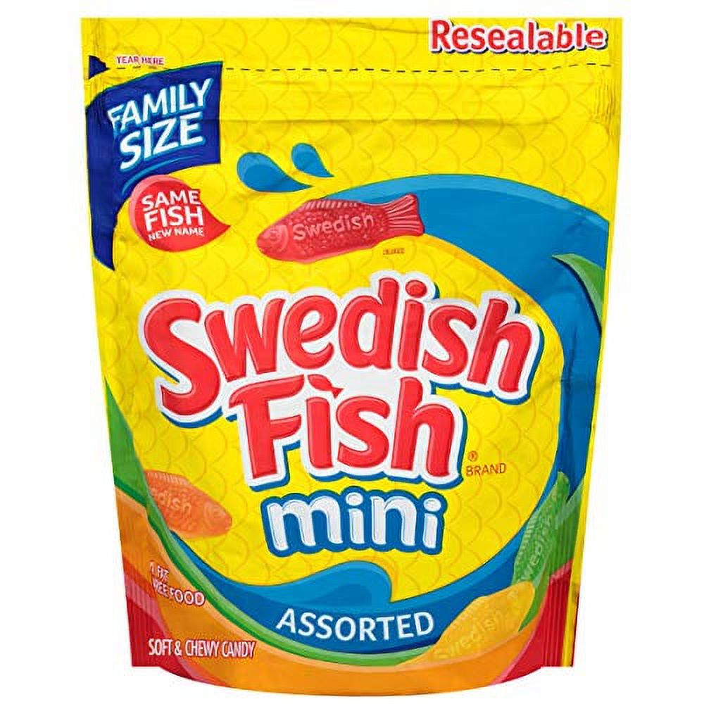 SWEDISH FISH Mini Surtidos Caramelos Suaves y Masticables, Tamaño Familiar, 1.9 lb