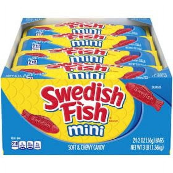 SWEDISH FISH Soft and Chewy Candy, Mini , 2 oz., 24 count.Pack of 2