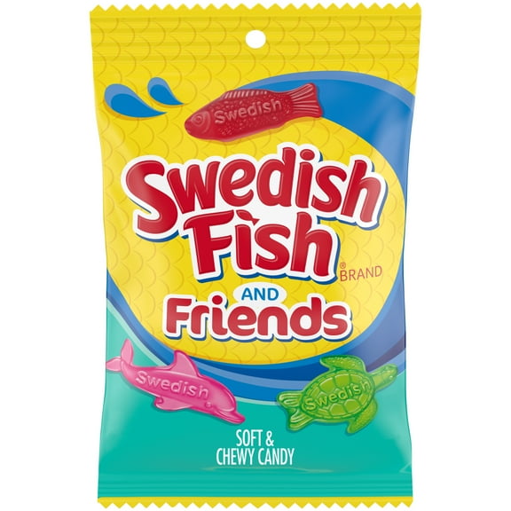 SWEDISH FISH and Friends Soft & Chewy Candy, 8.04 oz-Pack of 4