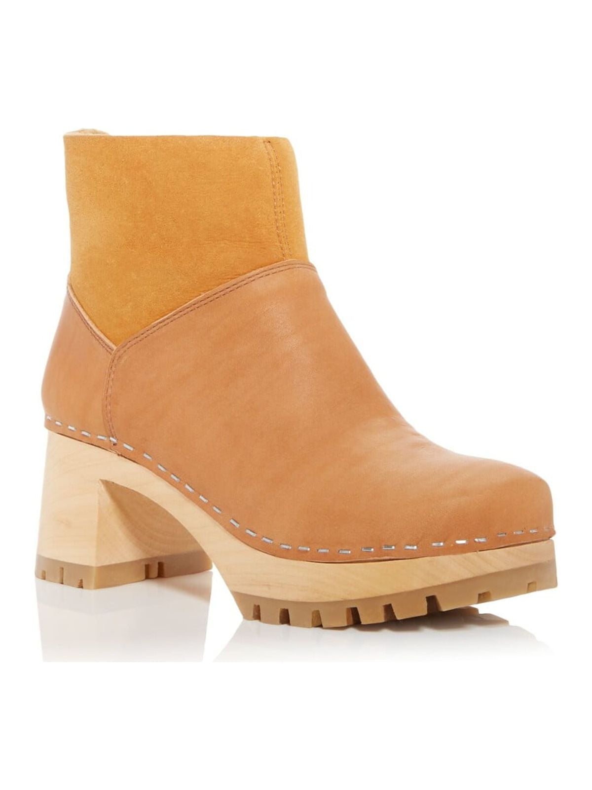 SWEDISH HASBEENS Womens Beige 1 Platform Comfort Round Toe Block Heel swedish-hasbeens-womens-beige-1-platform-comfort-round-toe-block-heel