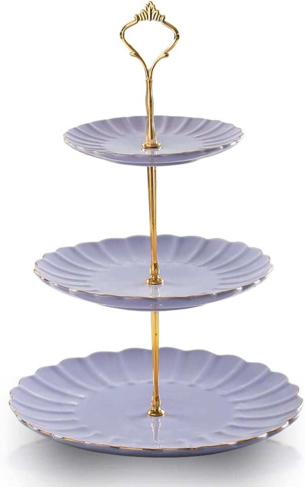 SWEEJAR 3 Tier Display Round Porcelain Cake Stand Dessert Cupcake Stand for Tea Party Wedding Serving Platter Purple Walmart