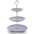 thumbnail image 1 of SWEEJAR 3 Tier Ceramic Cake Stand Wedding, Dessert Cupcake Stand for Tea Party Serving Platter,Purple, 1 of 6