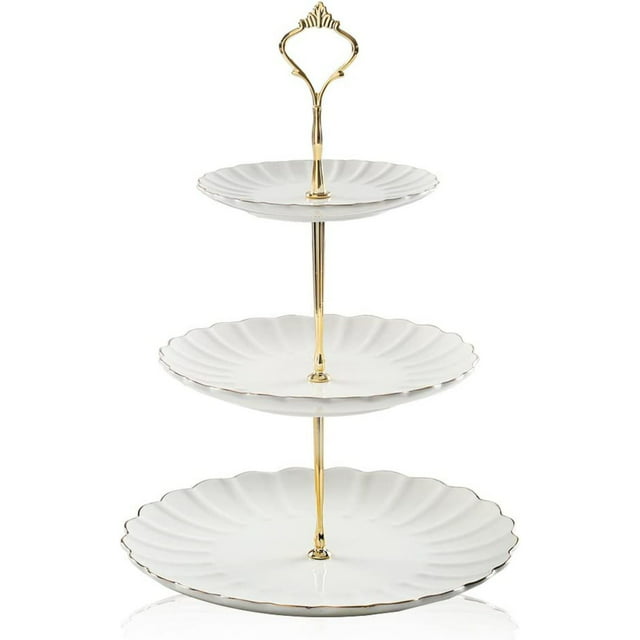 SWEEJAR 3 Tier Ceramic Cake Stand Wedding Tableware, Dessert Cupcake ...