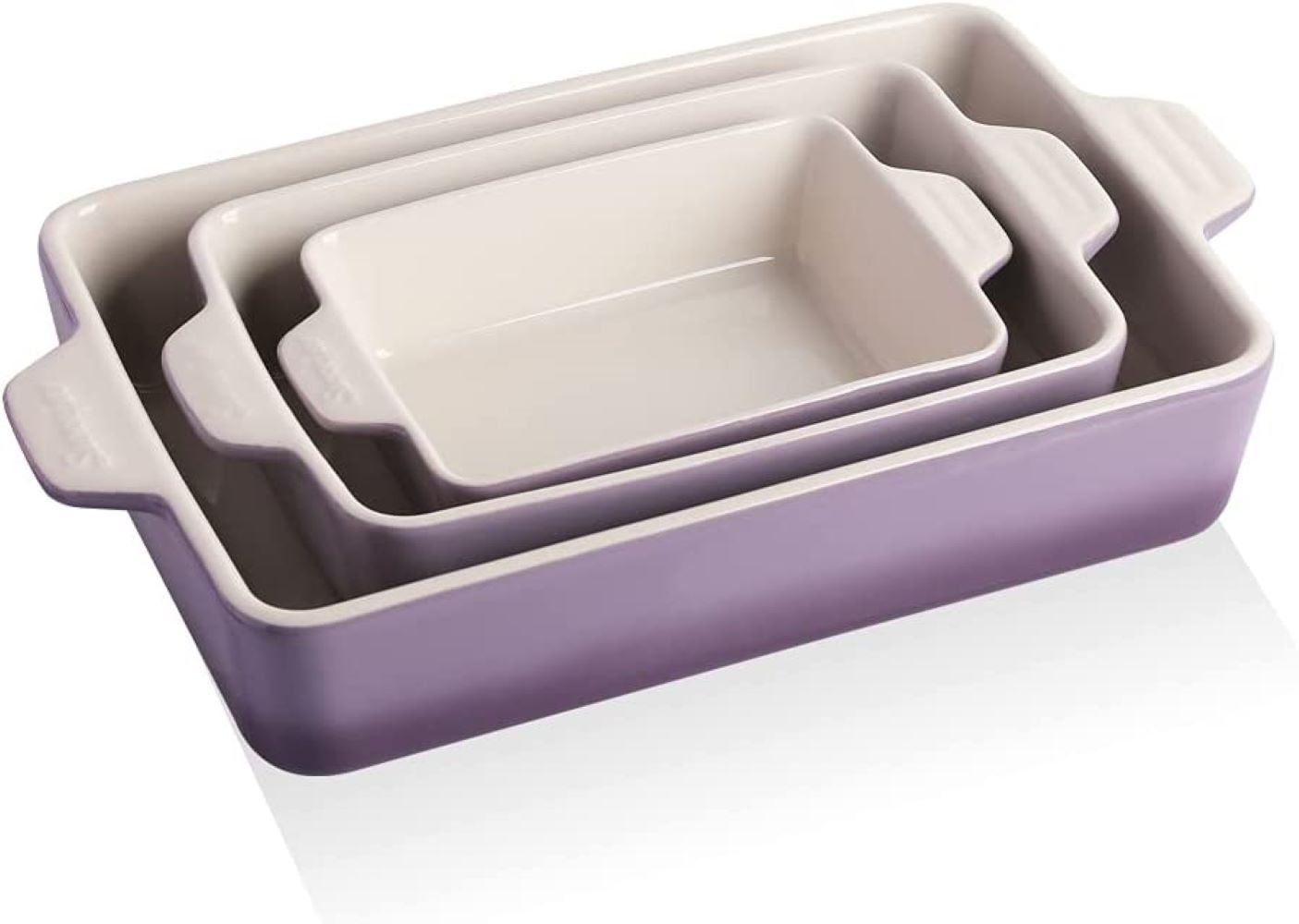 SWEEJAR Ceramic Bakeware Set Rectangular Baking Dish Lasagna Pans for Kitchen 11.8 x 7.8 x 2.75 Inch Gradient Purple Walmart