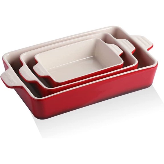 SWEEJAR Ceramic Bakeware Set - Rectangular Baking Dish Lasagna Pans for Kitchen - 11.8 x 7.8 x 2.75 Inch - Gradient Red