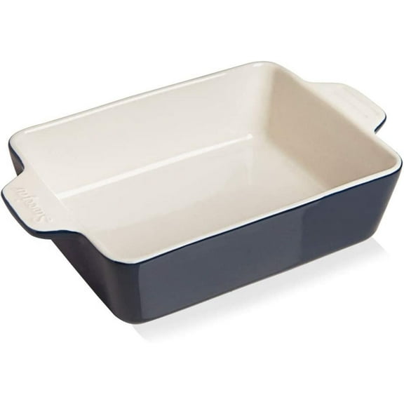 SWEEJAR Ceramic Baking Dish, Rectangular Small Baking Pan with Double Handles, 22OZ for Cooking, Brownie, Kitchen, 6.5 x 4.9 x 1.8 Inches(Navy)