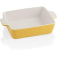 thumbnail image 1 of SWEEJAR Ceramic Baking Dish, Rectangular Small Baking Pan with Double Handles, 22OZ for Cooking, Brownie, Kitchen, 6.5 x 4.9 x 1.8 Inches(Yellow), 1 of 6