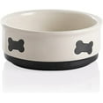 thumbnail image 1 of SWEEJAR Ceramic Dog Bowls with Bone Pattern, Dog Food Dish for Small Dogs, Porcelain Pet Bowl,16 oz (Beige), 1 of 6