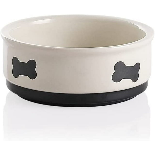 SWEEJAR Ceramic Dog Bowls with Bone Pattern, Dog Food Dish for Small